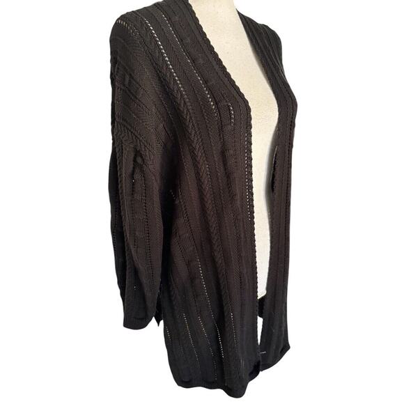 Cotton by Autumn Cashmere Open Pointelle Duster Black Size Large NEW With Tags - Picture 2 of 14